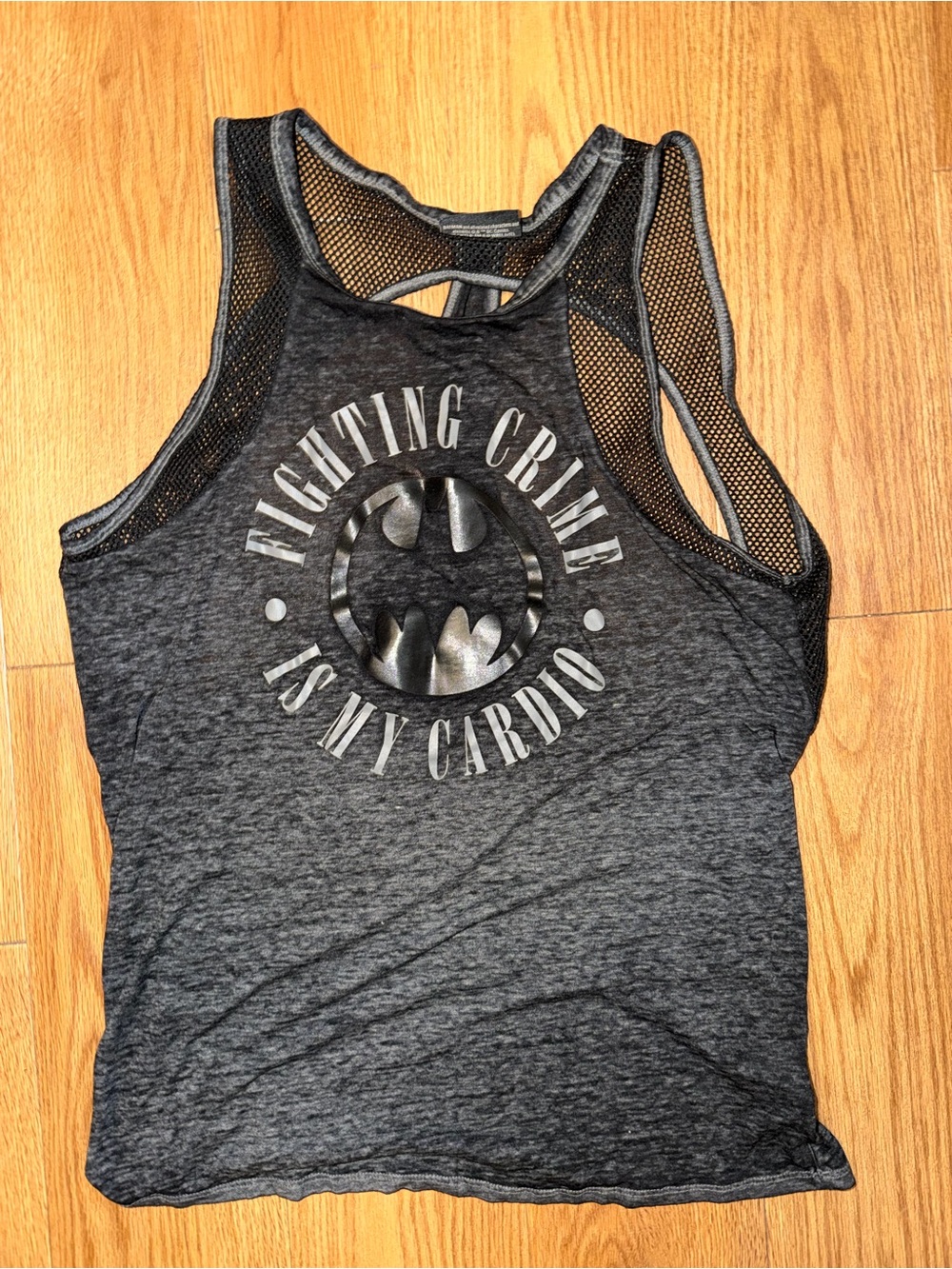 Her Universe Charcoal Gray Batman Mesh Racerback Tank